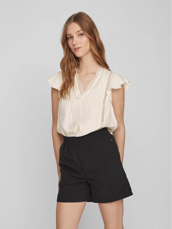 Vila Vila Majica Lucia 14086329 Écru Loose Fit