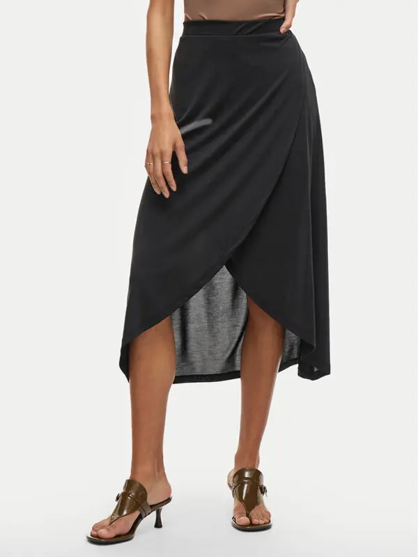 Vila Vila Midi suknja Modala 14101691 Crna Regular Fit