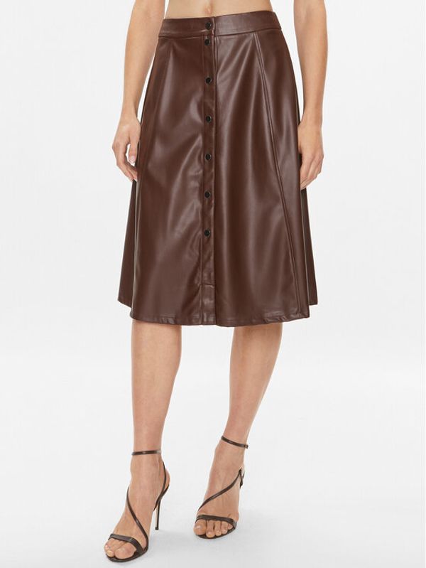 Vila Vila Suknja od imitacije kože 14091450 Smeđa Regular Fit