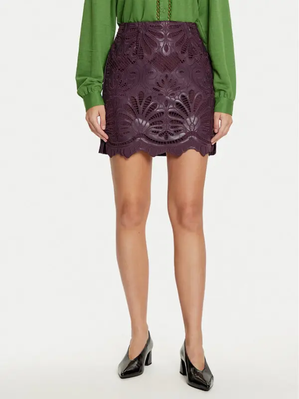 Vila Vila Suknja od imitacije kože Paz 14102686 Ljubičasta Slim Fit