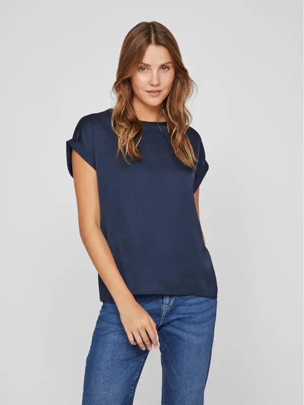 Vila Vila T-shirt Ellette 14059563 Tamnoplava Regular Fit