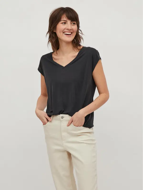 Vila Vila T-shirt Modala 14074847 Crna Relaxed Fit