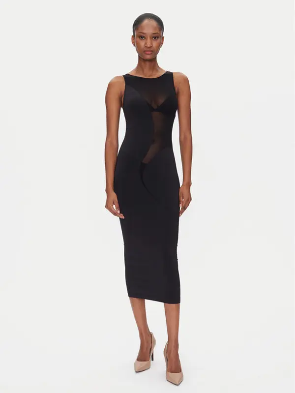 Wolford Wolford Koktel haljina Satin Sheer 57176 Crna Slim Fit