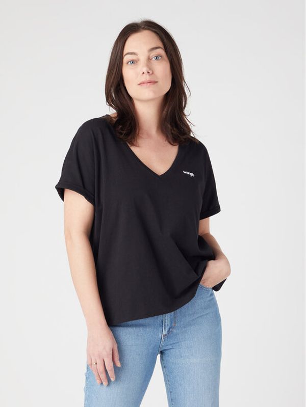 Wrangler Wrangler T-shirt Drapey W7XKEV100 112328930 Crna Regular Fit