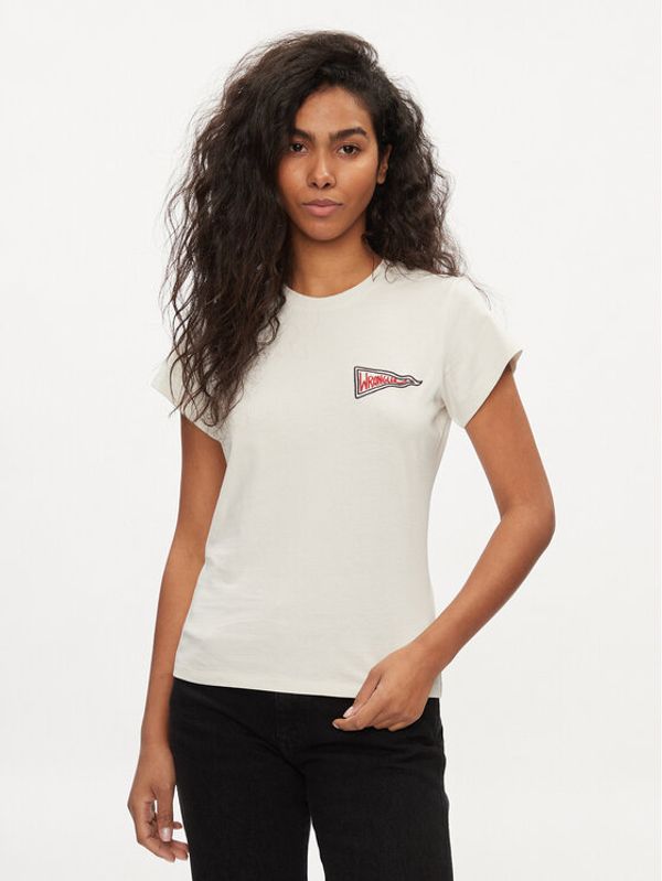 Wrangler Wrangler T-shirt Shrunken Band 112350301 Écru Slim Fit