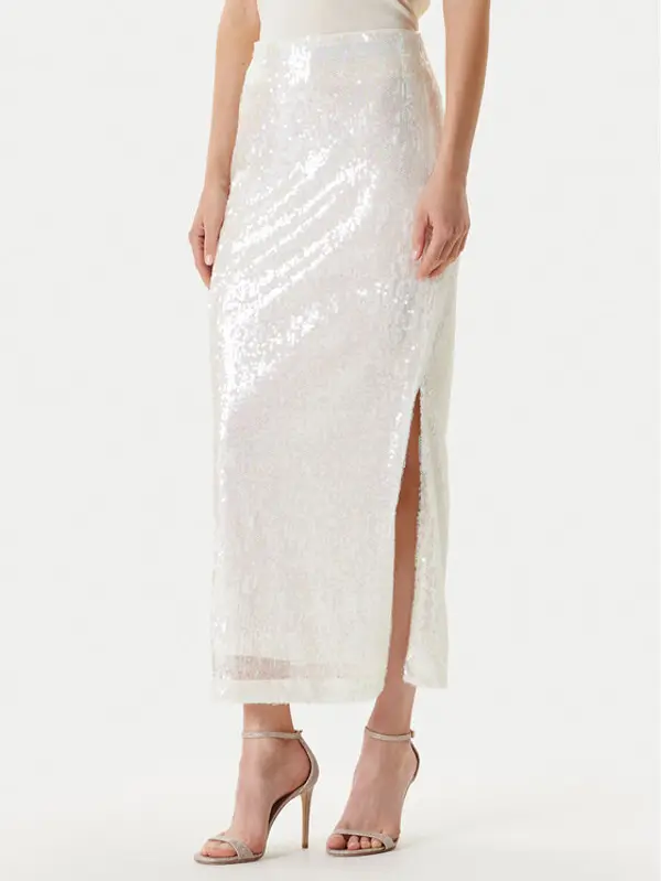 YAS YAS Maxi suknja Sequina 26037771 Écru Regular Fit
