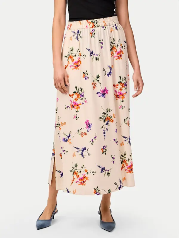 YAS YAS Midi suknja Asina 26034011 Écru Regular Fit