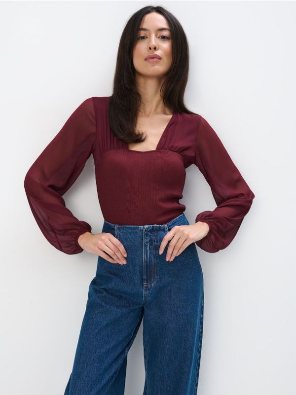 Mohito Mohito - Bluza puf-rukava - kestenjasta