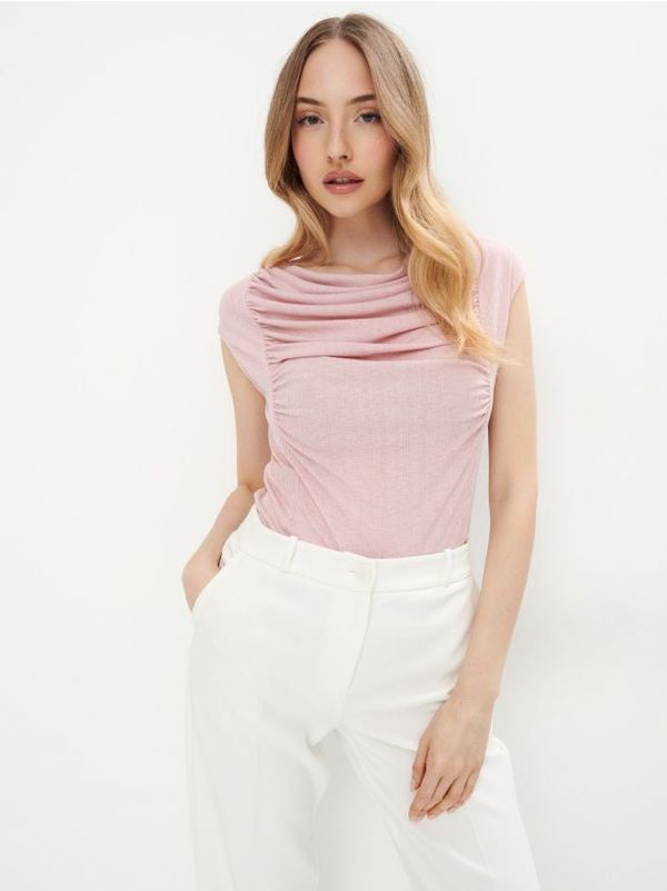 Mohito Mohito - Bluza s naborima - pastelno roza