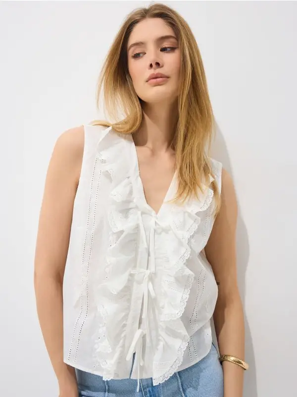 Mohito Mohito - Bluza s volanima - bijela