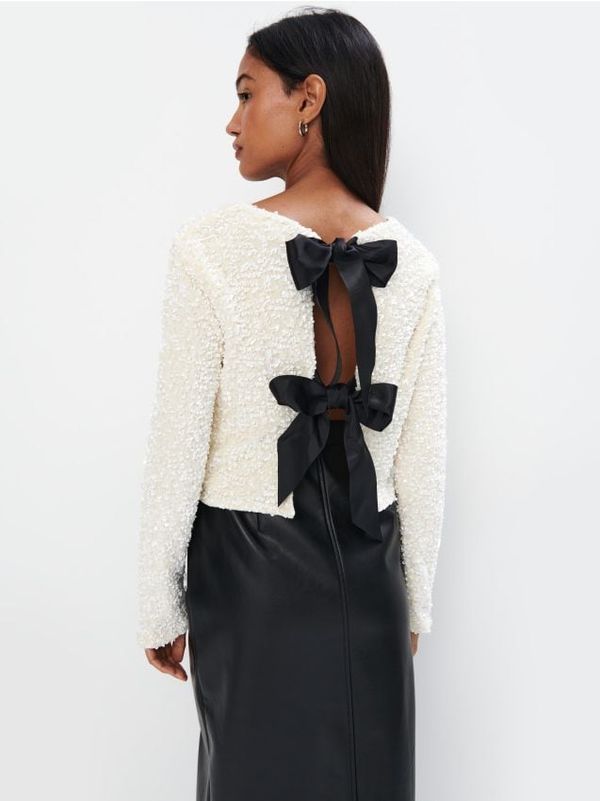 Mohito Mohito - Bluza sa šljokicama - krem