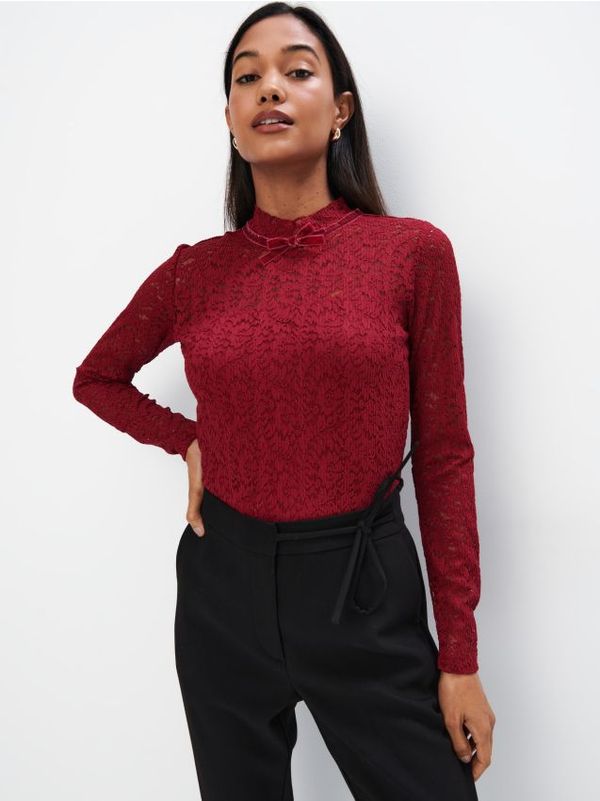 Mohito Mohito - Čipkasta bluza - kestenjasta