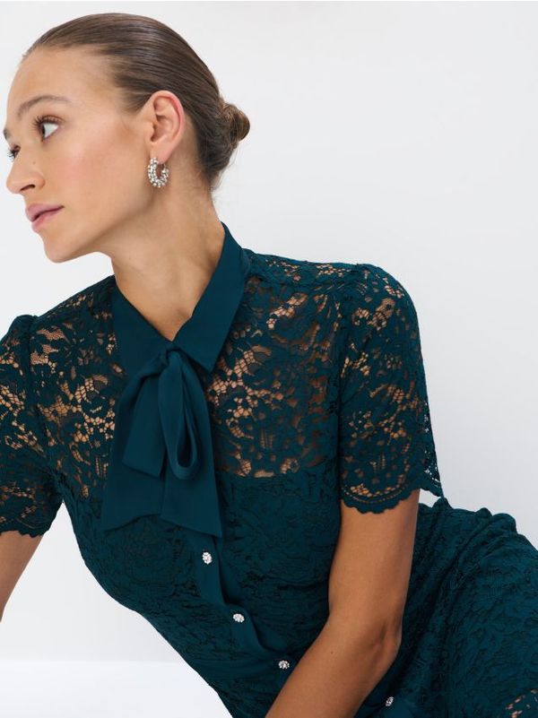 Mohito Mohito - Čipkasta midi haljina - zelena