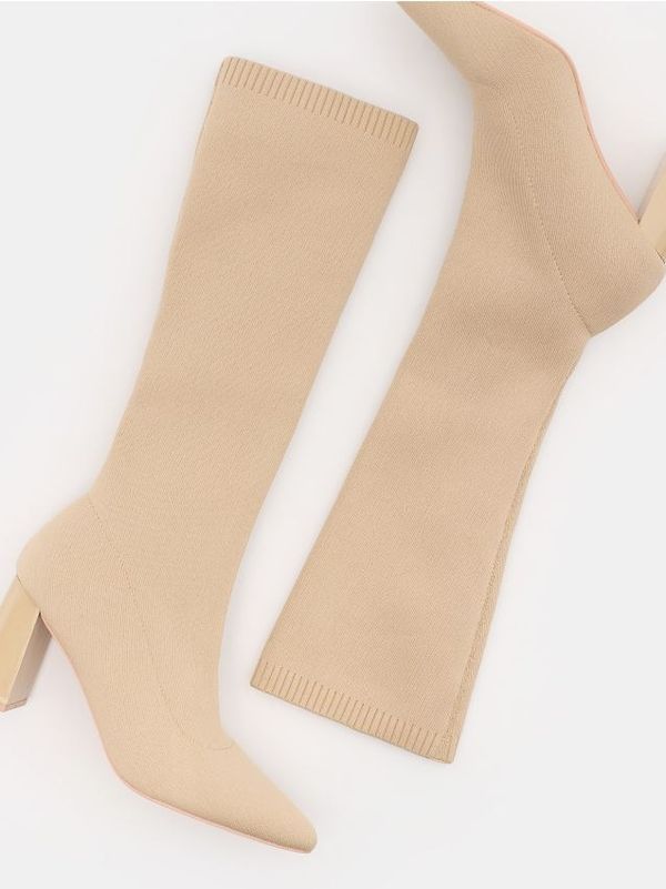 Mohito Mohito - Čizme do koljena s potpeticama - bež