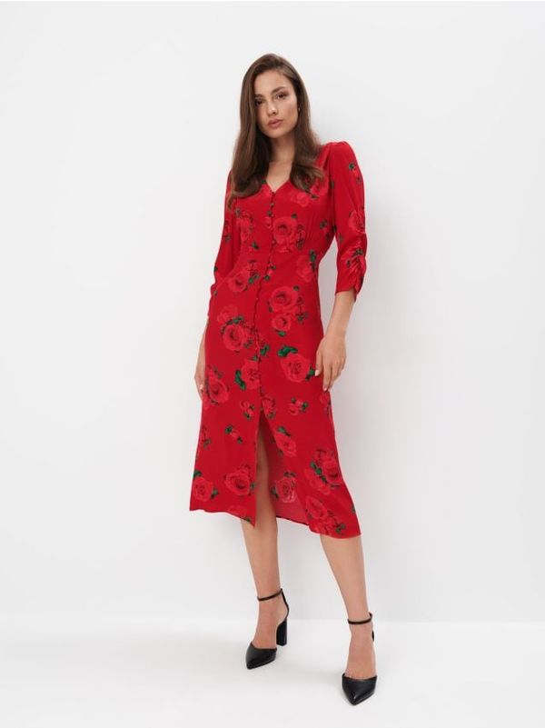 Mohito Mohito - Crna midi haljina - crvena