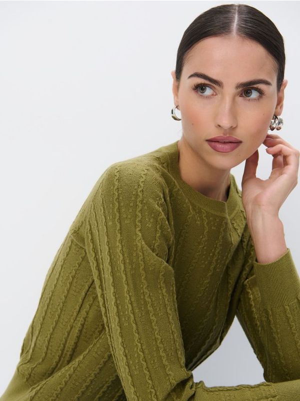 Mohito Mohito - Džemper s ukrasnim pletivom - khaki