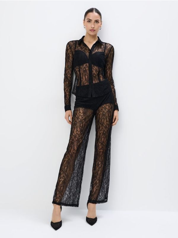 Mohito Mohito - Hlače s čipkastim detaljima - crna