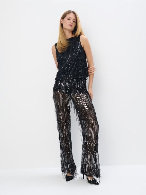 Mohito Mohito - Hlače sa šljokicama - crna