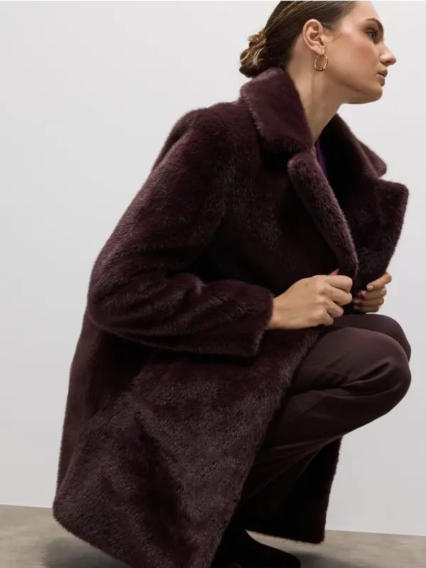 Mohito Mohito - Kaput od umjetnog krzna - tamno smeđa