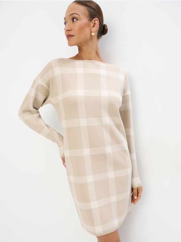 Mohito Mohito - Karirana mini haljina - bež