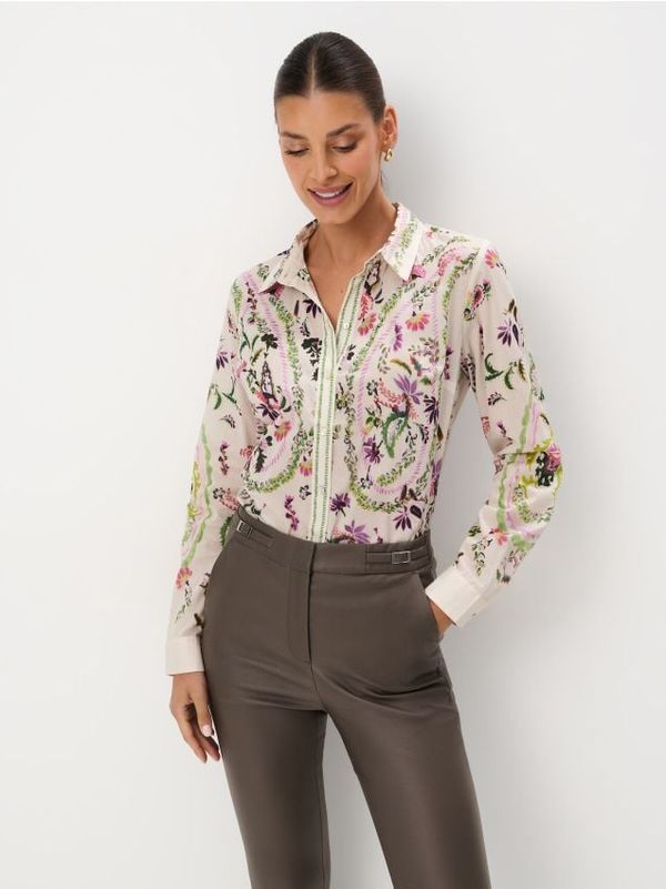 Mohito Mohito - Košulja cvjetna uzorka s visokim udjelom pamuka - krem