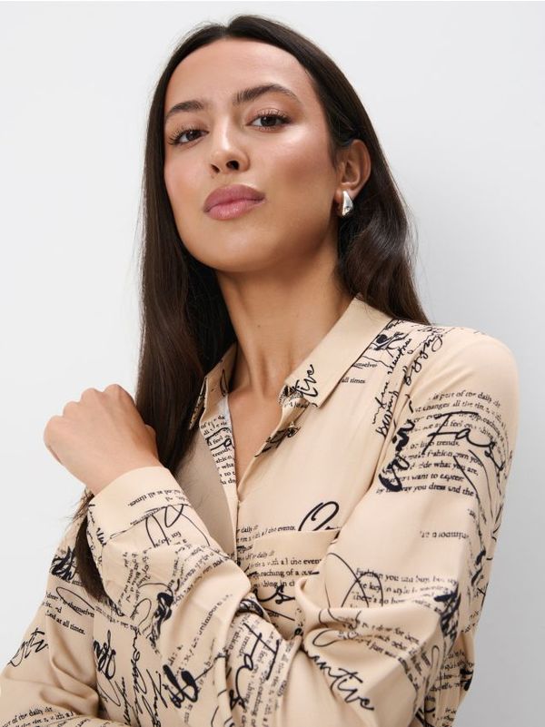 Mohito Mohito - Košulja s visokim udjelom viskoze i natpisima - bež