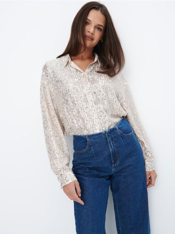 Mohito Mohito - Košulja sa šljokicama - krem