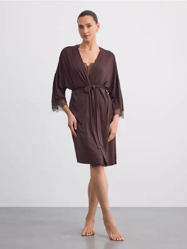 Mohito Mohito - LADIES` DRESSING GOWN - tamno smeđa