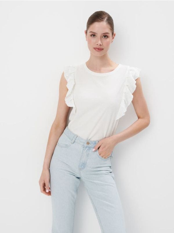 Mohito Mohito - Majica kratkih rukava s volanima - bijela