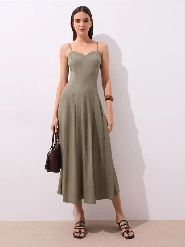 Mohito Mohito - Maxi haljina s naramenicama - khaki