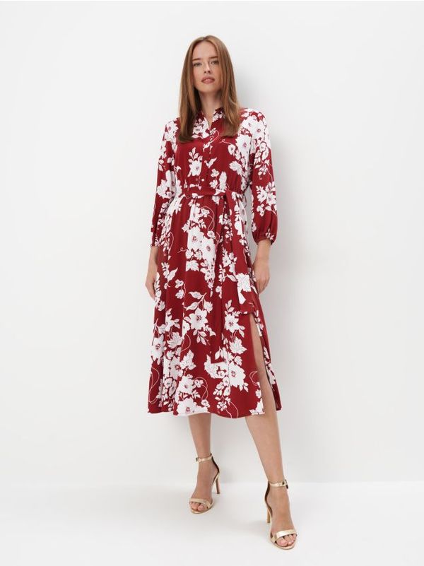 Mohito Mohito - Midi haljina-košulja s cvjetnim dezenom - crvena