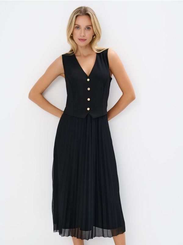 Mohito Mohito - Midi haljina s plisiranim donjim dijelom - crna
