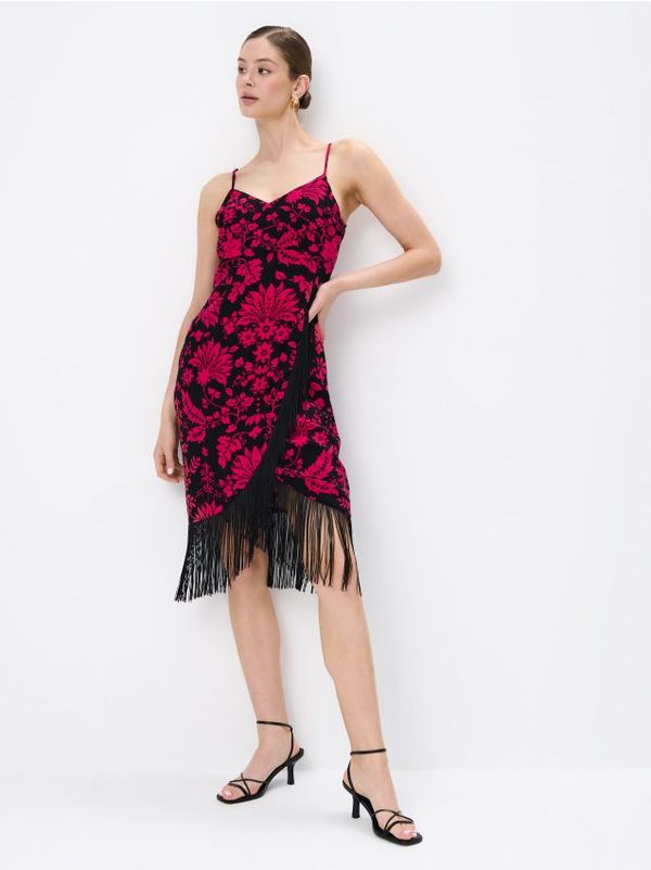 Mohito Mohito - Midi haljina s resama - fuksija