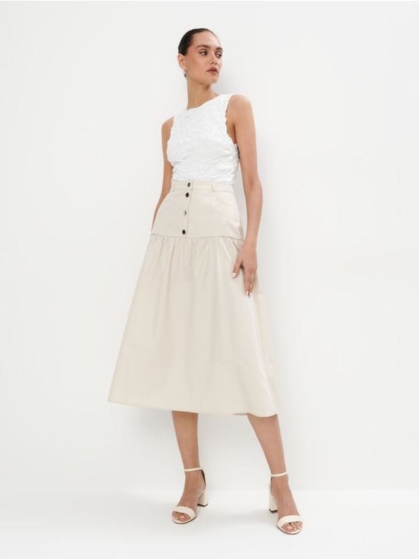 Mohito Mohito - Midi suknja s visokim udjelom pamuka - bež