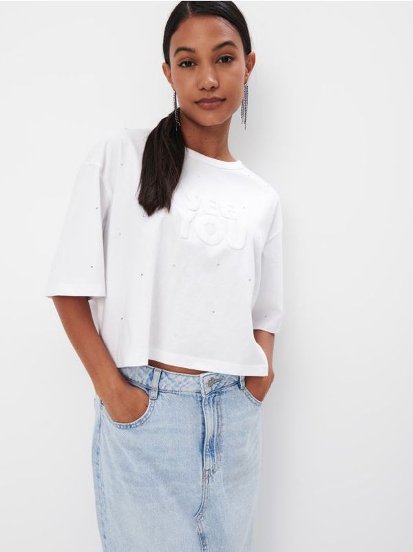 Mohito Mohito - Pamučna majica kratkih rukava s natpisom - bijela