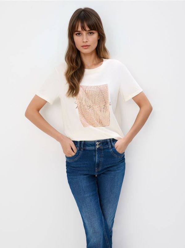 Mohito Mohito - Pamučna majica kratkih rukava s printom - bež