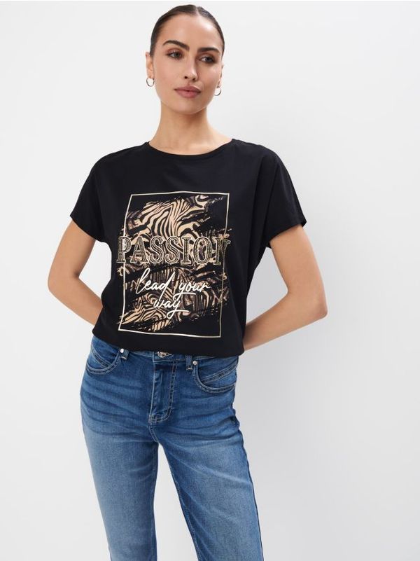 Mohito Mohito - Pamučna majica kratkih rukava s printom - crna