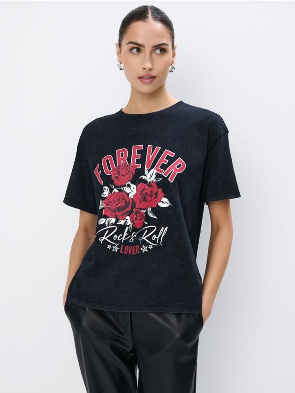 Mohito Mohito - Pamučna majica kratkih rukava s printom - siva