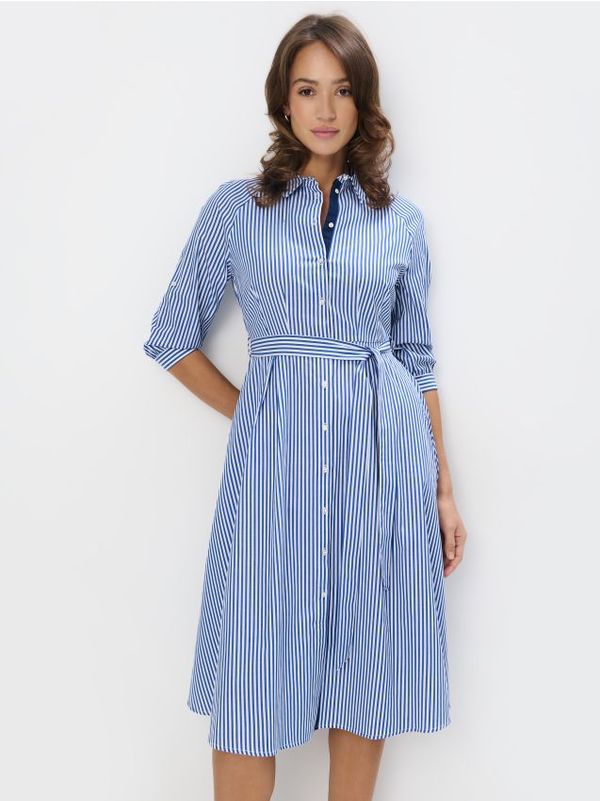 Mohito Mohito - Pamučna midi haljina-košulja - plava