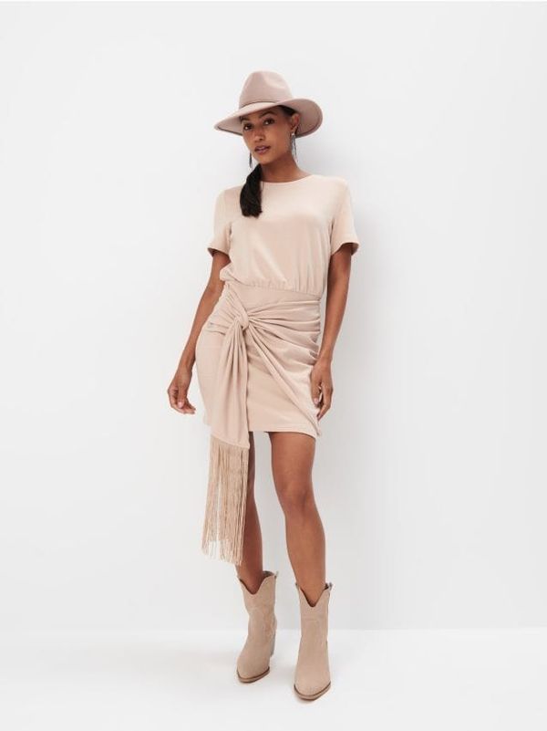 Mohito Mohito - Pamučna mini haljina - bež