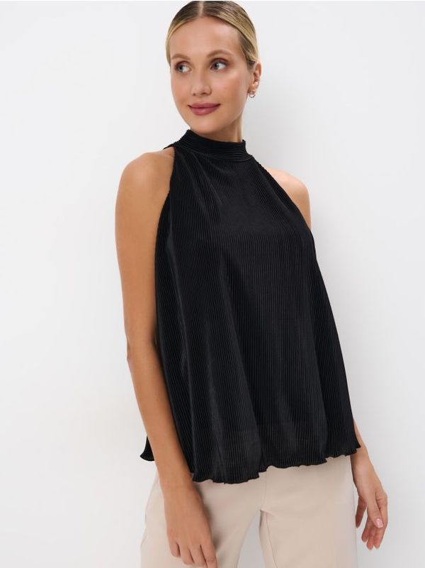 Mohito Mohito - Plisirana bluza s podignutim ovratnikom - crna