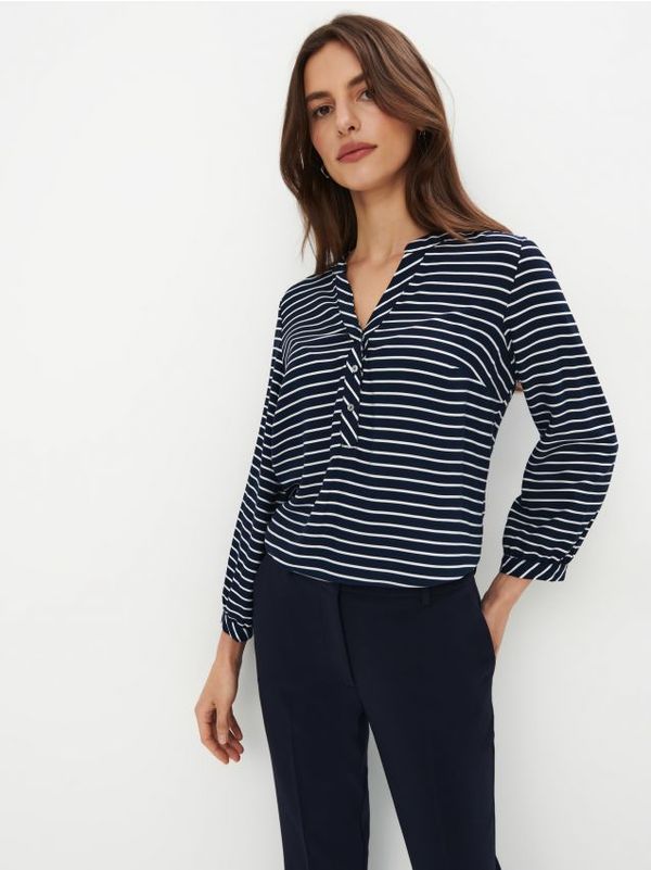 Mohito Mohito - Prugasta bluza s visokim udjelom viskoze - mornarsko plava