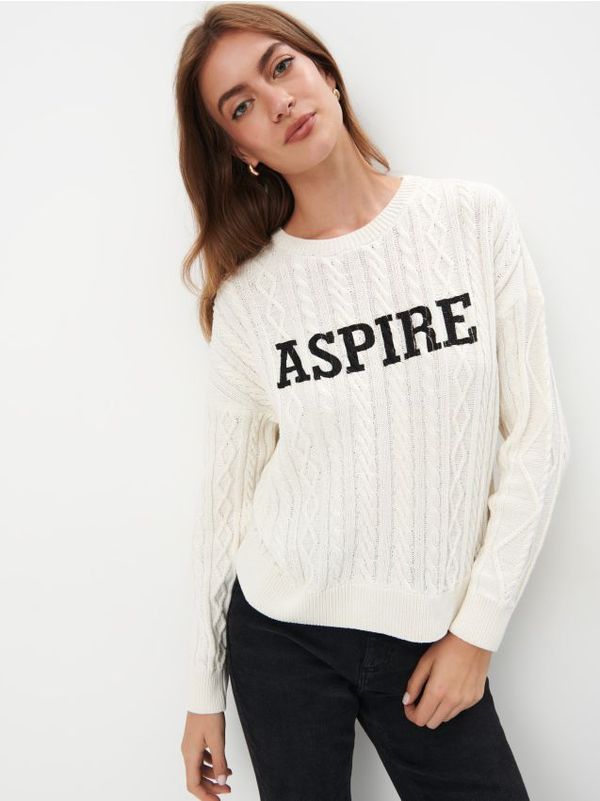 Mohito Mohito - Pulover s natpisom - krem