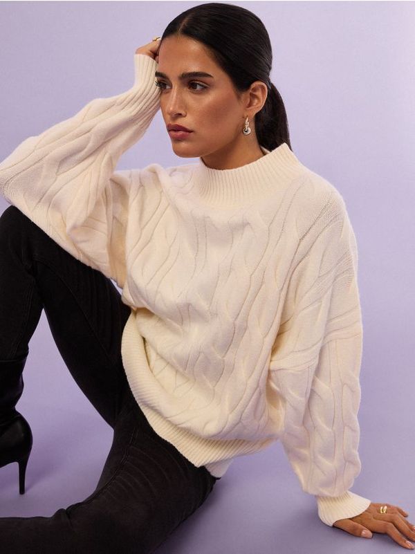 Mohito Mohito - Pulover s uspravnim ovratnikom - krem