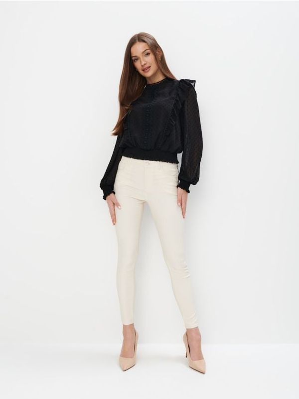 Mohito Mohito - Skinny hlače s voštanim efektom - krem