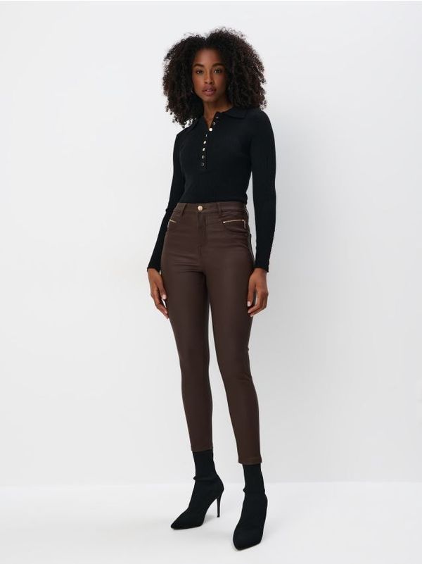 Mohito Mohito - Skinny hlače s voštanim efektom - smeđa