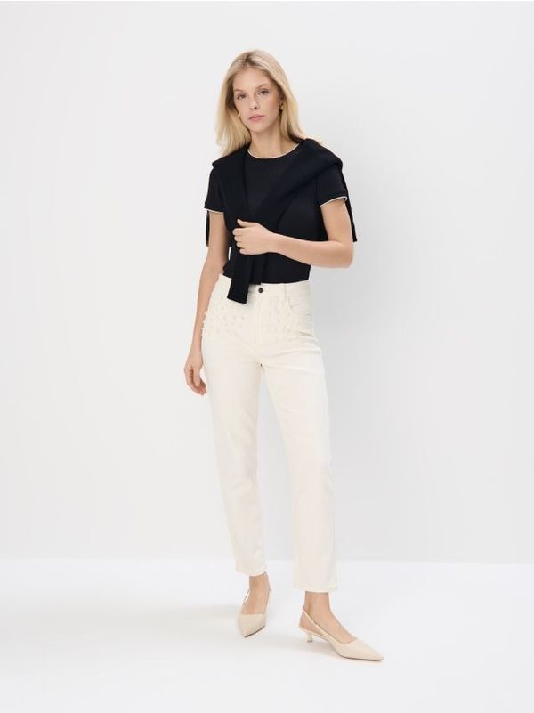 Mohito Mohito - Slim Farmerke mom kroja - krem