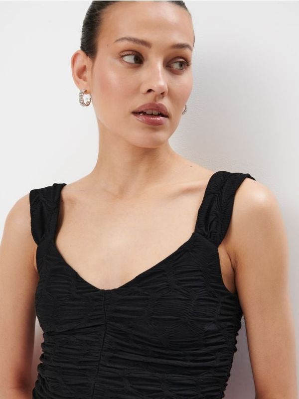 Mohito Mohito - Top od žerseja s naborima - crna