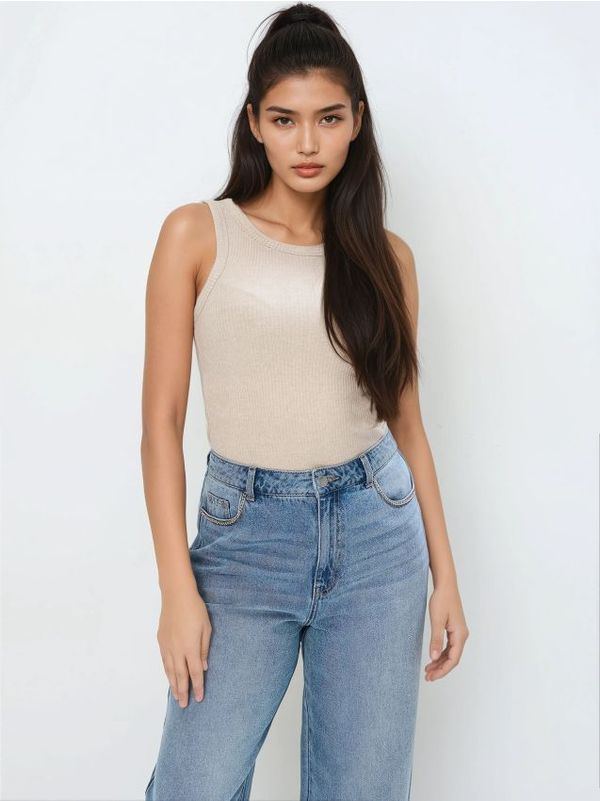 Mohito Mohito - Top s metalik nitima - bež