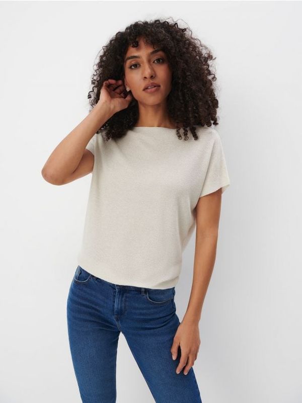 Mohito Mohito - Top s metalik nitima - krem